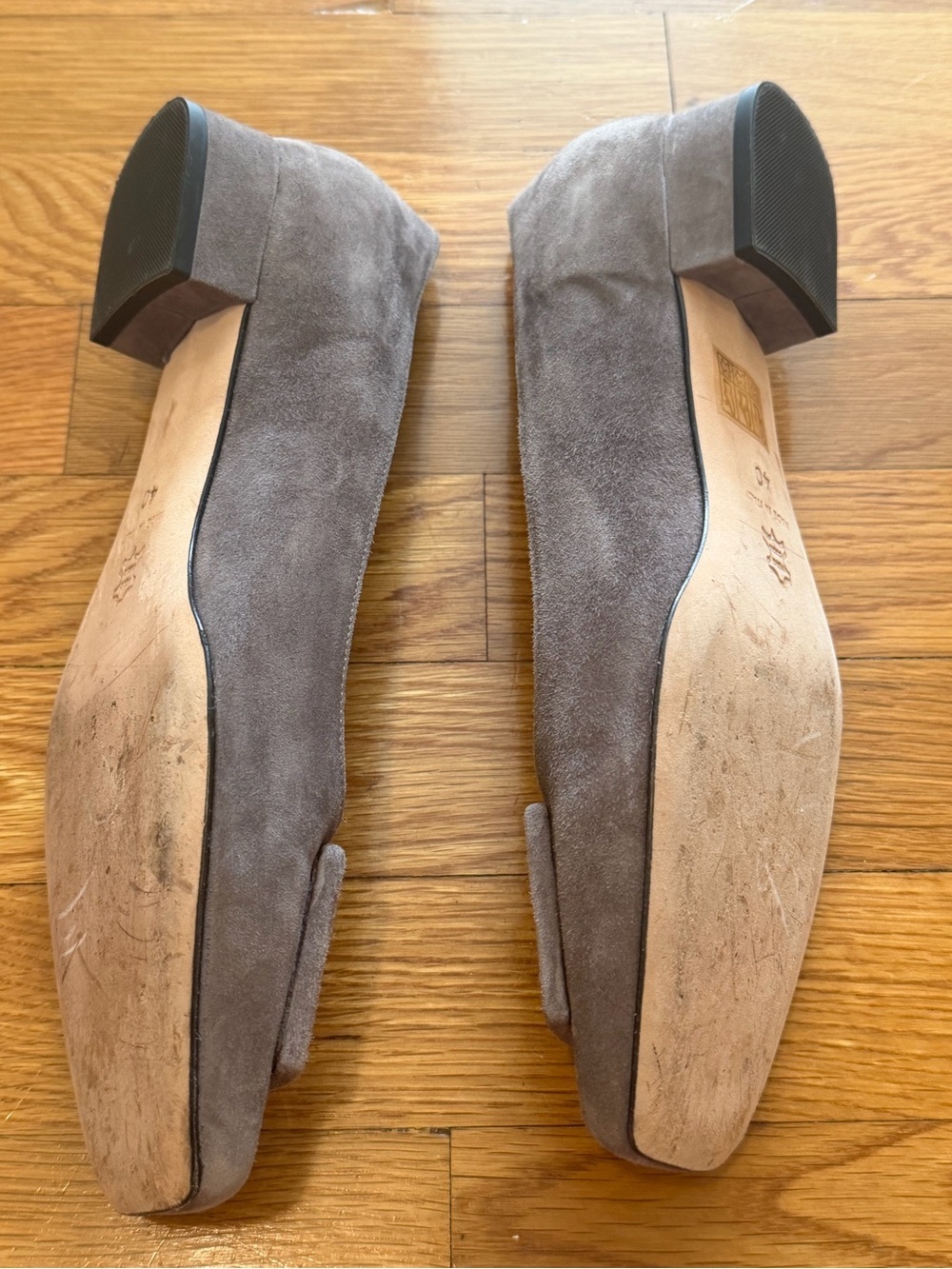 ANN MASHBURN Buckle Square Toe Ballet Flats Gray Suede Leather Shoes 40 9 9.5 - Picture 8 of 11